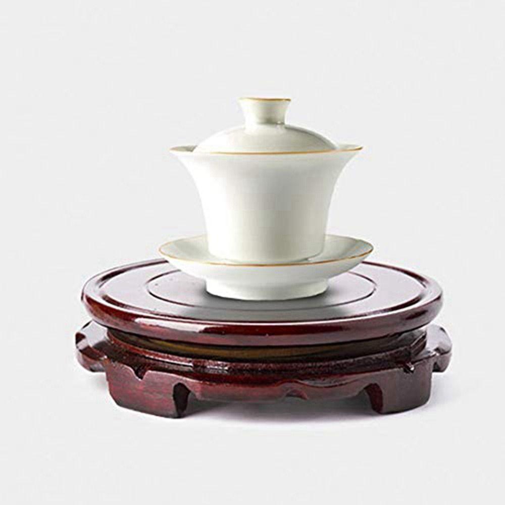 Retro Carved Home Decoration Rotate Antique Ornament Stand Base Vase Base Teapot Display Holder