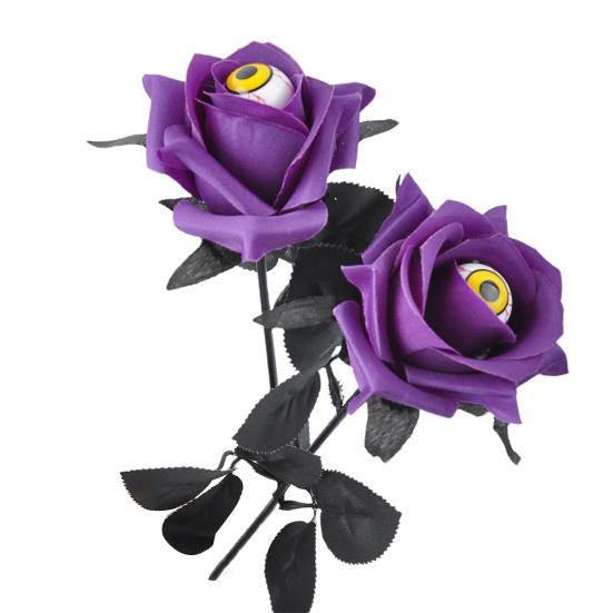 2 шт., искусственные цветы на Хэллоуин, реалистичные глазные яблоки, букет роз, длинный стебель, цветочный декор, украшение для дома, вечеринки, праздничная атмосфера, реквизит