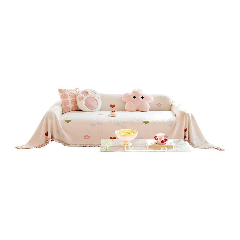 Dopamine Style Thick Semi Fleece Sofa Cover Protector Anti Scratch Full Coverage Blanket Winter Throw