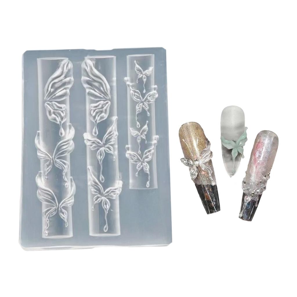Silicone Nail Art Mold Accessory Molds Butterfly Theme 3D Nail Decorative Mold Silicone Texture for Various Nail Types