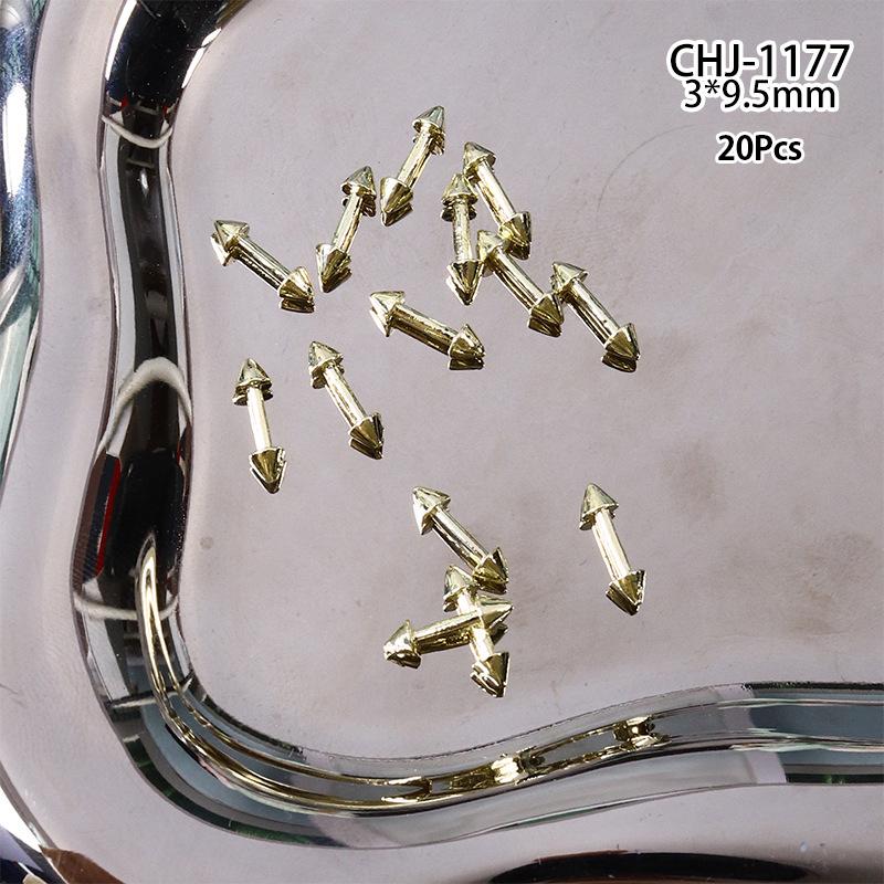 20 шт. Дизайн Панк Стиль Детали для Ногтей Сплав Шипы Золото Серебро Кривая Стрела Заклепка Украшение Ногти Арт Аксессуары Подвески для Ногтей
