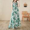 DIMANAF 2024, женское летнее платье, женское длинное платье с цветочным принтом, льняное платье без рукавов, зеленая одежда с цветочным принтом