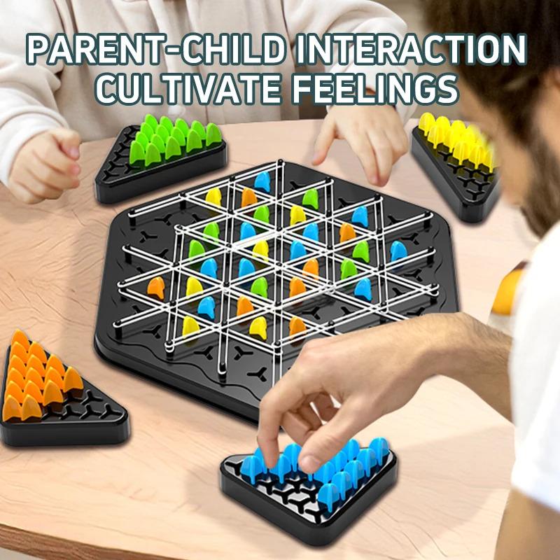 Non-Toxic New Geometry Chain Chess Puzzle Triangle Chess Desktop Game Rubber Band Training Family Interaction Exercise Thinking Toys Gifts