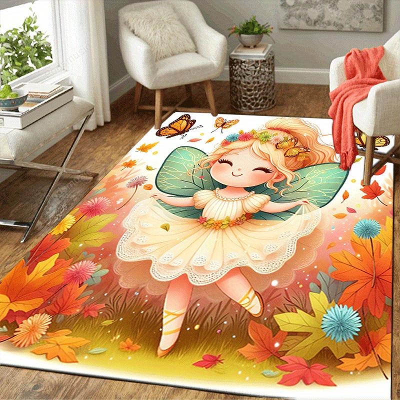 1pc Beautiful little flower fairy Print, Design Indoor Area Rug - Soft, Anti-Slip, and Durable Gaming Room Decor for Bedroom