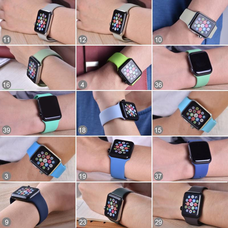 Мягкий силиконовый спортивный ремешок для Apple Watch 6 SE 5 4 3 2 1 38 мм 42 мм резиновый ремешок для часов для Iwatch series 5 4 40 мм 44 мм