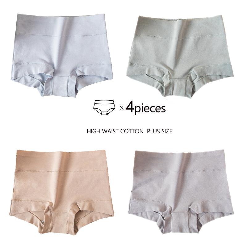 LANGSHA 4 шт., большие размеры M-5XL, трусики с высокой талией, женское мягкое хлопковое нижнее белье, трусы с принтом, женское нижнее белье
