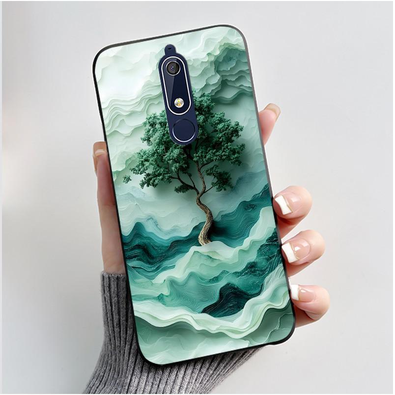 Милый Чехол Для Nokia 5.1/Nokia 5.1 Plus/Nokia X5/Nokia 5 Funda Чехол с Рисунком Защитная Крышка Мягкий Силикон Мультяшный Черный Корпус