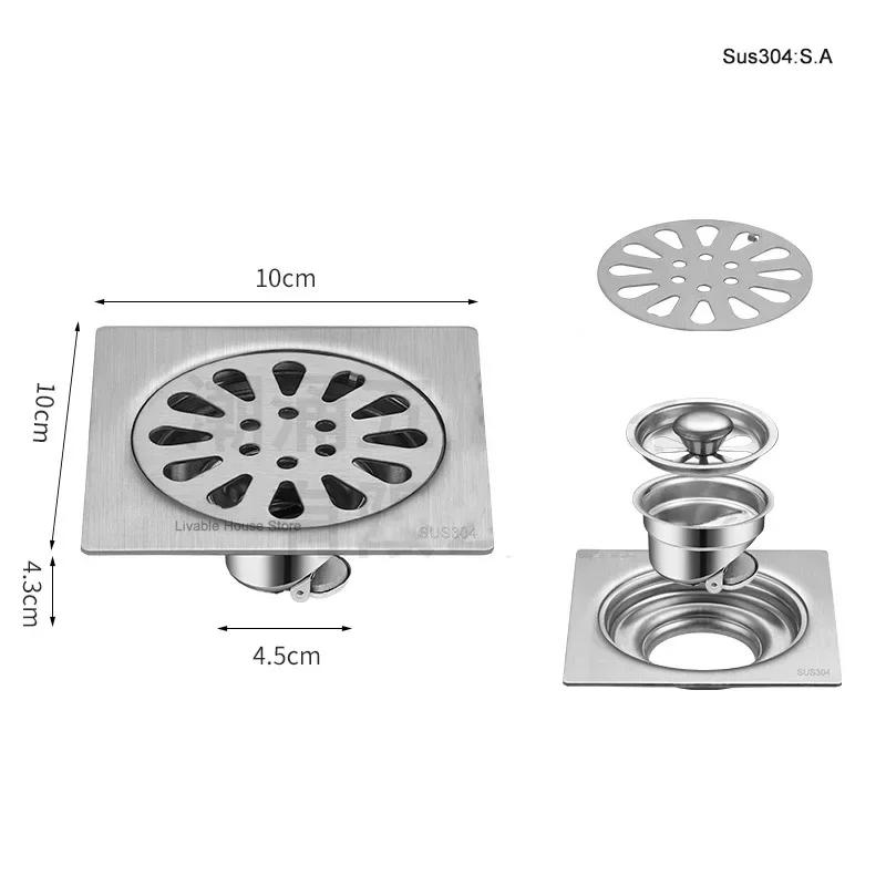Euro Square Floor Drains Antique Brass Shower Hardware Bathroom Accessories Floor Drain Deodorant Floor Drain Strainer Cover