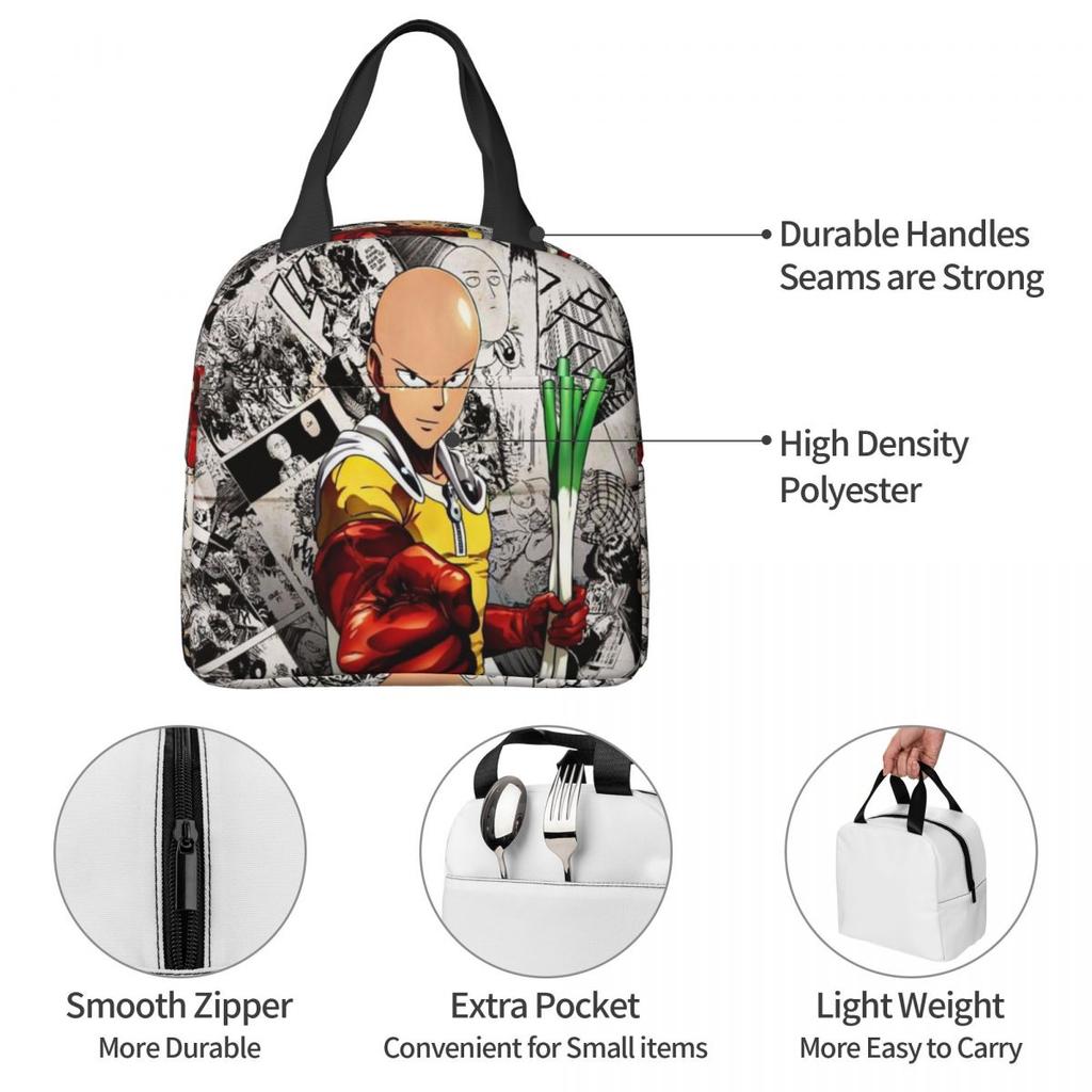 Anime One Punch Man Insulated Lunch Bag for Women Children Portable Food Boxes Thermal Lunch Box Tote