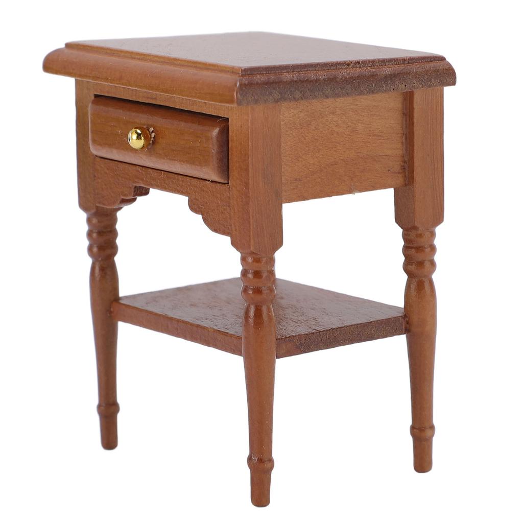 1:12 масштаб кукольный домик тумбочка миниатюрный прикроватный столик каштановый деревянный прикроватный шкаф мебель для