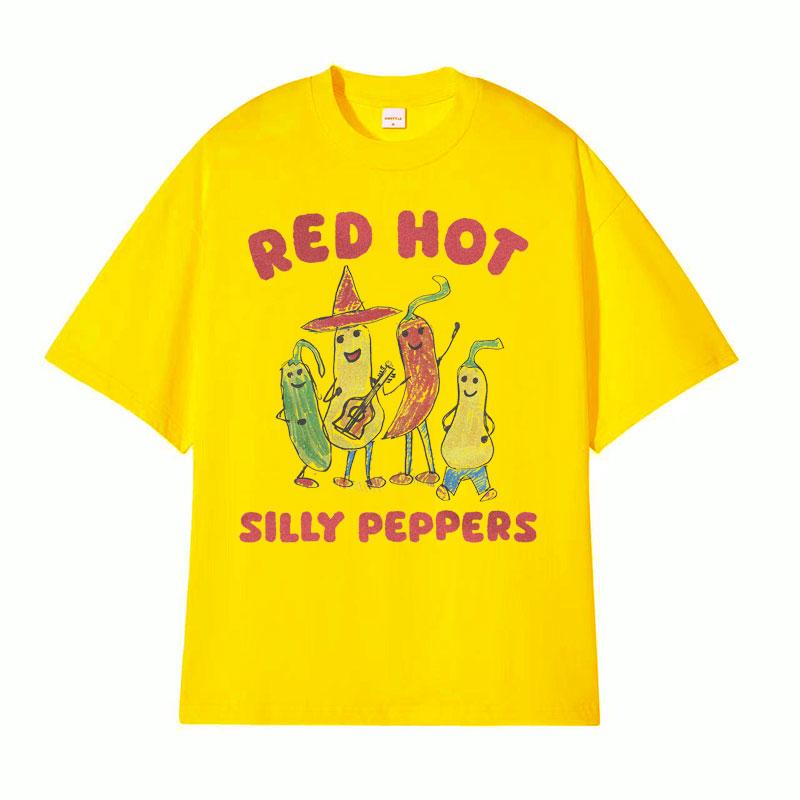Red Hot Silly Peppers Funny Meme T Shirts Men Women Vintage High Quality Tops Tshirts Male Summer Casual Cozy Oversized Tshirt
