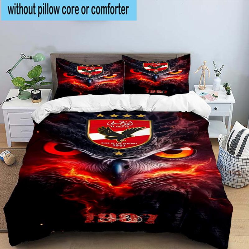 3pcs Al Ahly FC Printed Bedding Set Duvet Cover Closure Includes 1 Duvet Cover & 2 Pillowcases Bedding Sets Home Decor Gifts