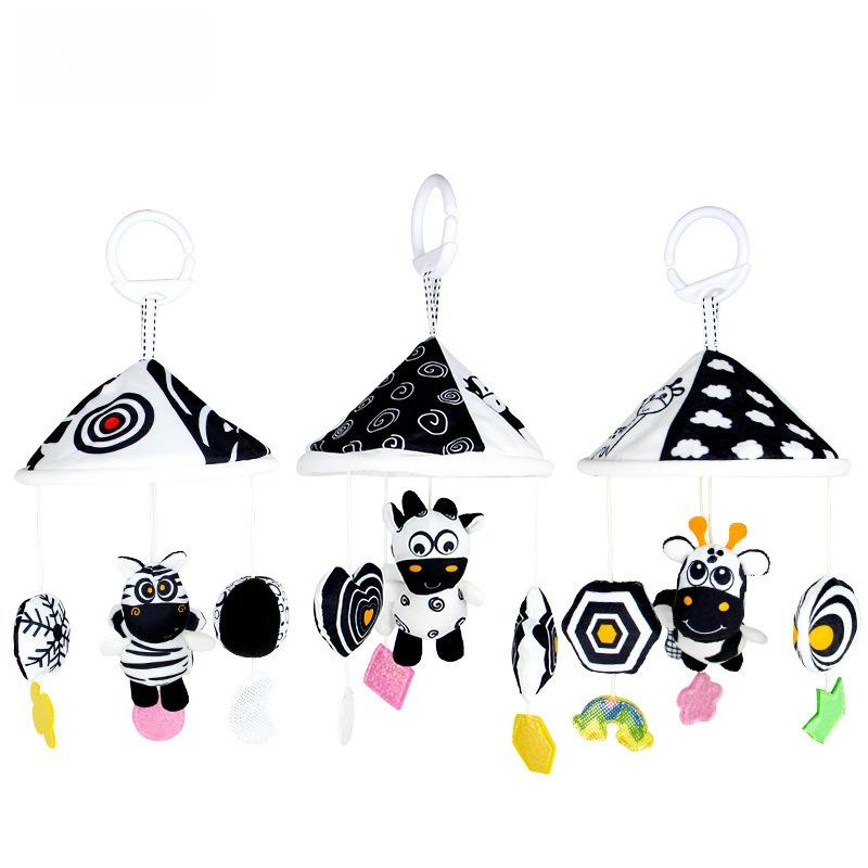 Black and White High Contrast Baby Toys Car Seat Toys for Newborn Hanging Stroller Toy for 0 12 Months Infant Rattle Toys