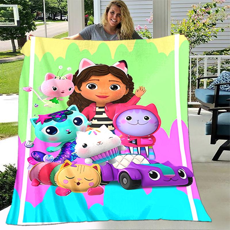 1pc Blanket Gabby's Dollhouse Print Design, Lightweight Blanket for Sofa, Bed- Soft &Warm, Gift for All Seasons like Christmas, Halloween