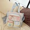 Contrast Color Student Shoulder Bag Girl's Large Capacity Crossbody Tote Bag