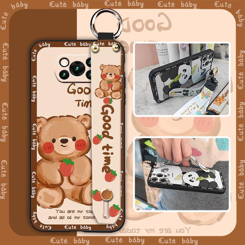 Dirt-resistant Wrist Strap Phone Case For Xiaomi Poco X3 NFC/X3 Pro Durable Cartoon Shockproof Waterproof Protective