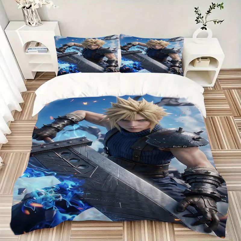 Cloud Strife Buster Sword Print 3Pcs Bedding Set,Duvet Cover with 2 Bedro,Pillowcase Home Birthday Gift