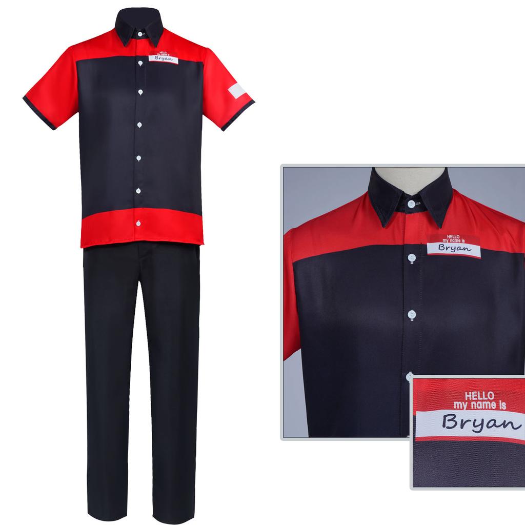Manny's Burger Bryan Tyler Cosplay Costume, Burger Shop Staff Waiter Roleplay Outfit