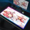 Kawaii Glowing RGB Mice Mat Anime Girls Mouse Pad Large Computer Office Game Table Mats Rubber Anti-slip Mousepads XXL Desk Pads
