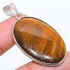 Natural Tiger Eye Gemstone Handmade 925 Sterling Silver Pendant 1.89" h0L36