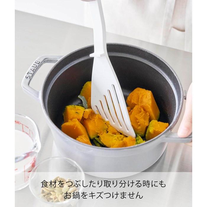 Yamazaki Silicone Beater White W8 x D2.5 x H31cm Tower Dishwasher Safe Floating Tip Spatula 1503