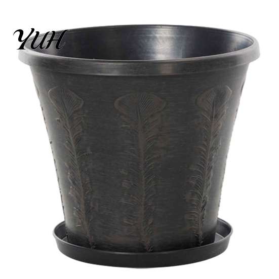 Sturdy Gardening Pot with Ventilation 8" Retro Flower Saucer, Thickened Plastic Planter Drainage Hole, Home Decor Plant Anti-Aging, Peacock