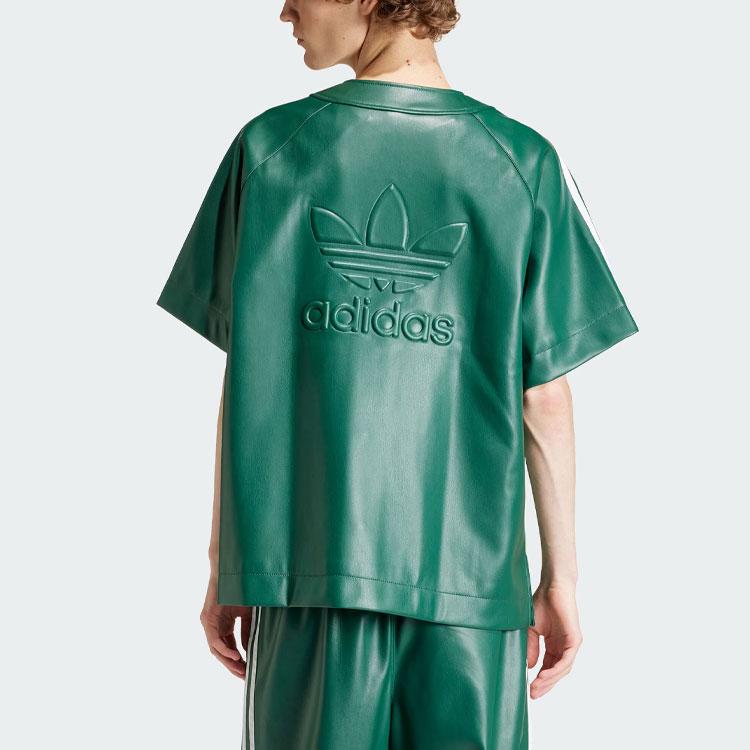 adidas Оригинальная Бейсбольная рубашка из искусственной кожи Adicolor с 3 полосками Зеленая IZ4047