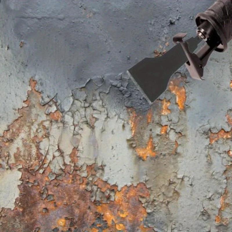 4-Piece Heavy-Duty Scraper and Blade Set for Reciprocating Saws Steel, Tile and Putty Removal, Wall and Ground Cleaning