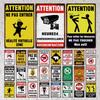 Attention Warning Sign Metal Sign Retro Tin Sign Plaque Metal Public Place Wall Decoration Club Parkland Cave Metal Poster