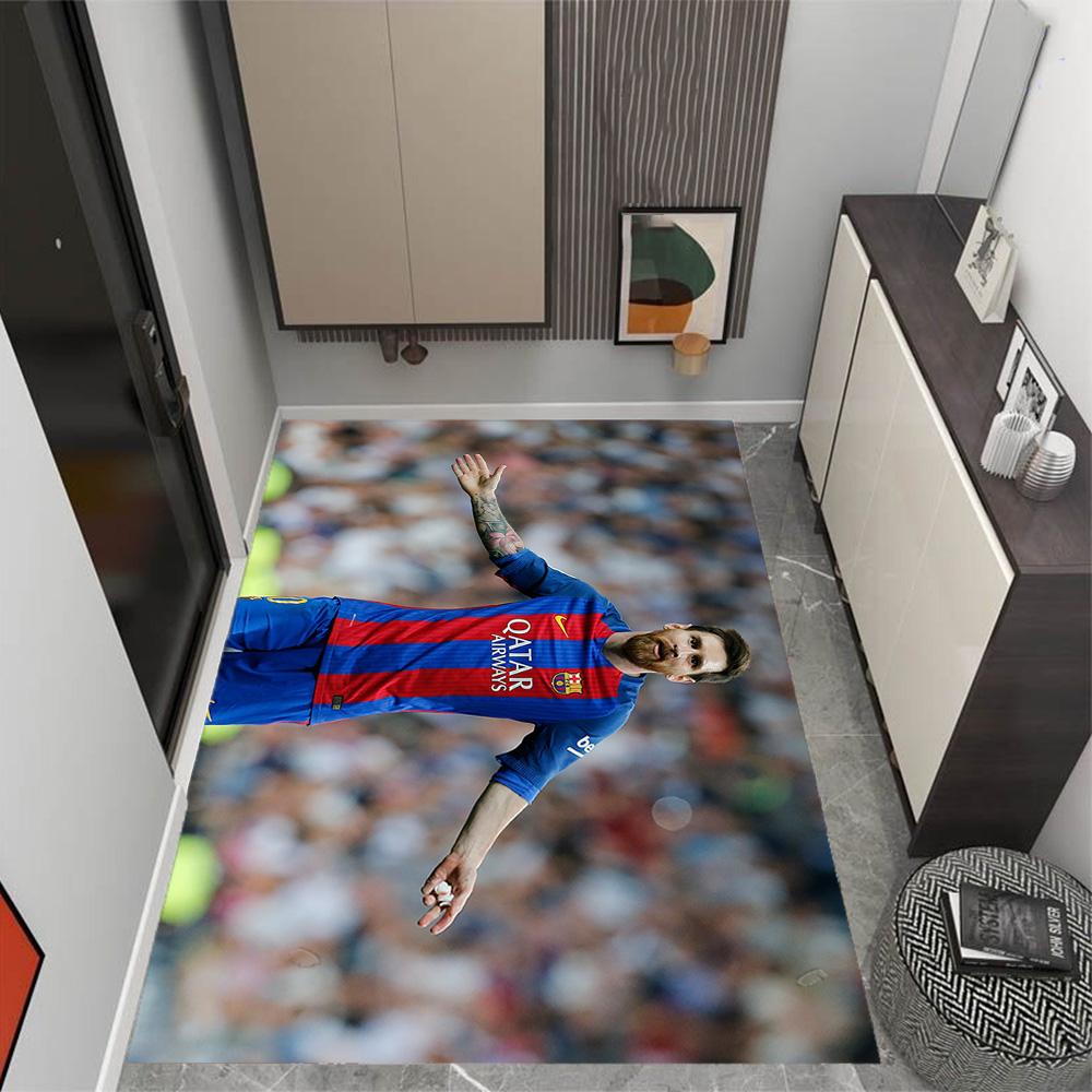 Yellow Stripes Soccer Player Area Rug Suitable for Bedrooms Study room Balcony Foyer Antislip Carpet Anime Office Decor Best for Christmas