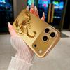 Металлический Скорпион Позолоченный Чехол Для Телефона iPhone 17Air 17 16 15 14 13 12 11 Pro Max Plus 16E XR 7 8 Xs Стеклянный Чехол