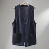 Men's Retro V-Neck Linen Vest - Breathable Summer Style