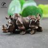 Большие Миниатюрные Фигурки Носорога из Чистой Меди Solid Vintage Латунный Орнамент Носорог Чайный Питомец Настольные Украшения Ремесло