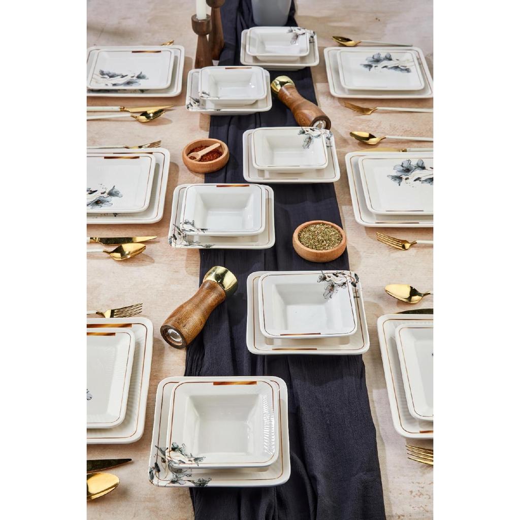 Lux Ceramic Lotus Flower 24 Piece Dinnerware Set For 6 Persons