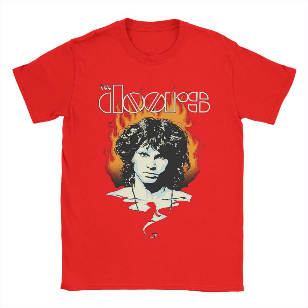 Мужская футболка The Doors  Винтажная музыка   Винтажная хлопковая футболка Футболка с круглым вырезом и коротким рукавом Летние топы