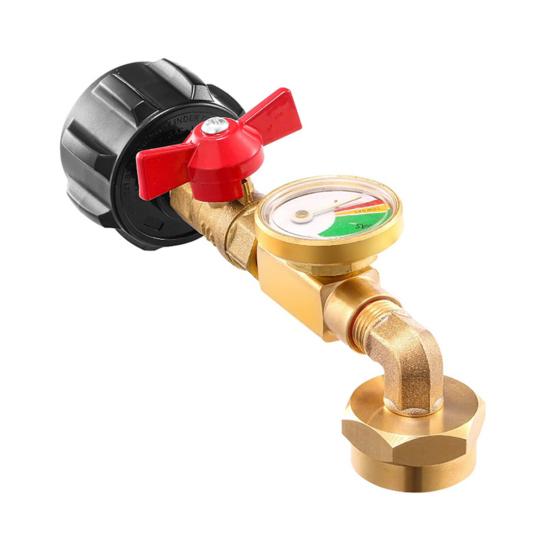 Переходник для заправки пропаном с манометром для баллонов на 1 фунт, 90-градусный переходник для заправки пропаном без инструментов QCC1 с клапаном