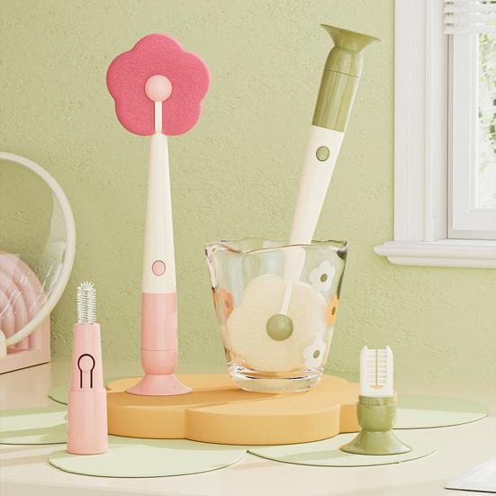 Щетка для чистки с основанием на присоске, съемная губка в форме цветка, функции «три в одном», многофункциональная щетка для чистки