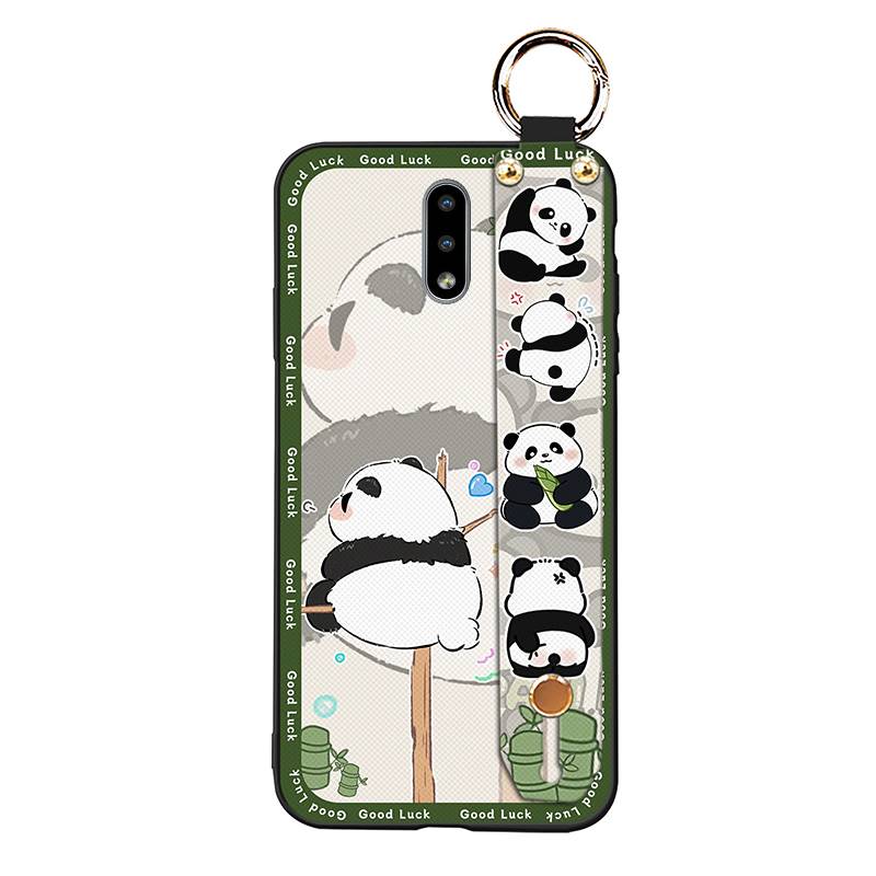 Cartoon Fashion Design Phone Case For Nokia 2.3 Wrist Strap Panda Back Cover Waterproof Anti-knock Lanyard Wristband