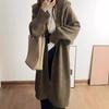 Autumn and Winter New Hooded Sweater Cardigan Women's Long Large Size Lazy Wind Solid Color Knitted Coat Long Coat Women