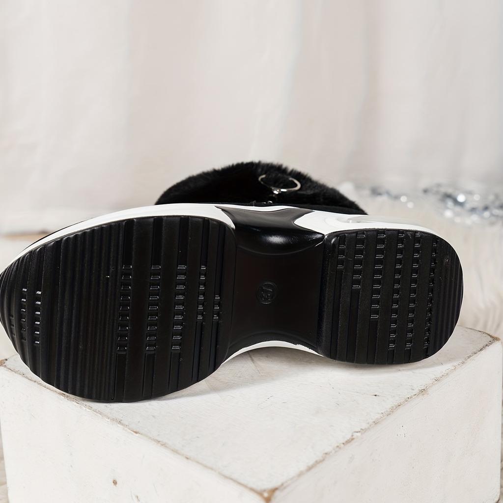 Женские короткие ботинки на платформе, удобные ботильоны на молнии сбоку, стильные ботинки на плюшевой подкладке