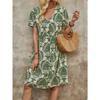 Women's Dress Summer Fashion Printed V Neck Short Sleeve Loose Dresses