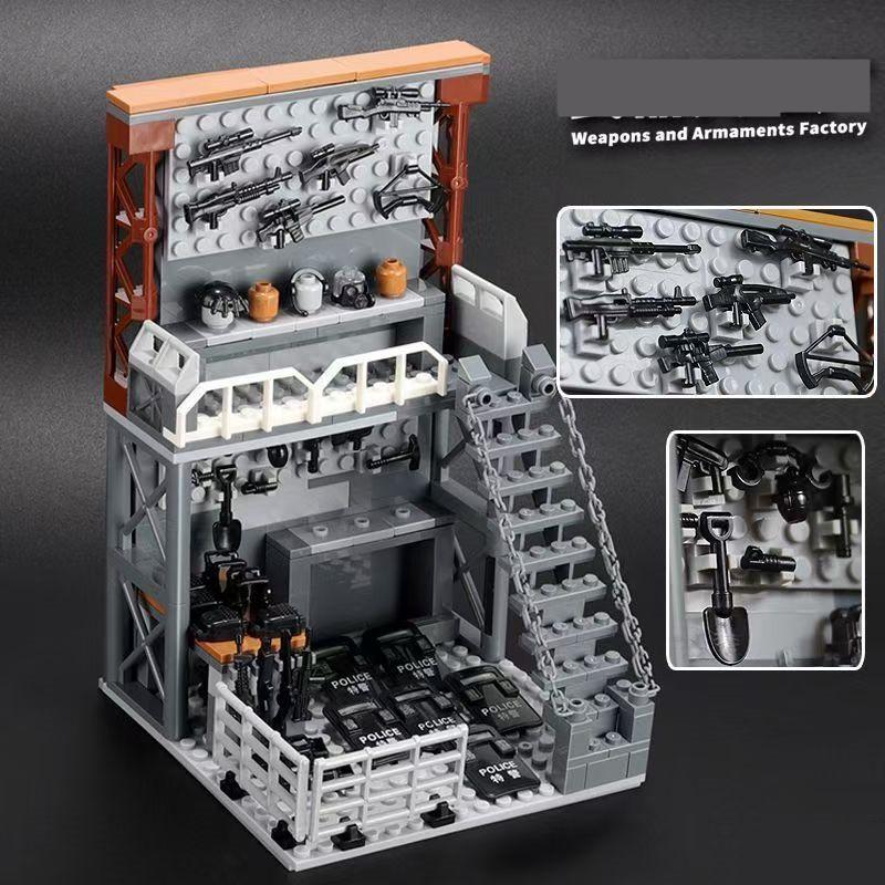 Конструктор MOC Военное Оружие Оружейная Стойка Модель Спецподразделение SWAT Комплект Аксессуаров Набор Кирпичей Игрушки для Детей