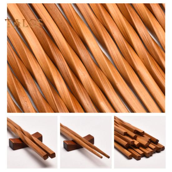 5 Pairs Food Chopsticks Tight Bite Grab Food Natural Bamboo Wood Practical Carbonized Twist Chinese Style Chopsticks Home Supplies