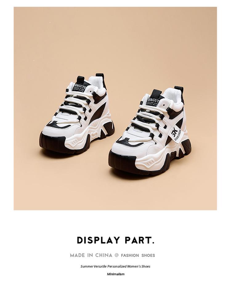 Женские туфли Dad Shoes из натуральной кожи на толстой подошве, увеличивающие рост и отделанные бархатом, повседневные спортивные кроссовки осень/зима 2024 года.