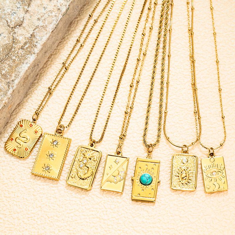 Европейский и американский стиль 3D кулон-ожерелье с картой Таро с инкрустированными микро-бриллиантами