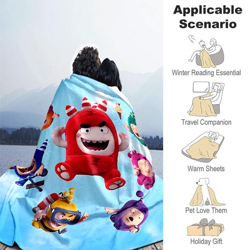 1pc Blanket Oddbods Print Design, Lightweight Blanket for Sofa, Bed- Soft &Warm, Gift for All Seasons like Christmas, Halloween