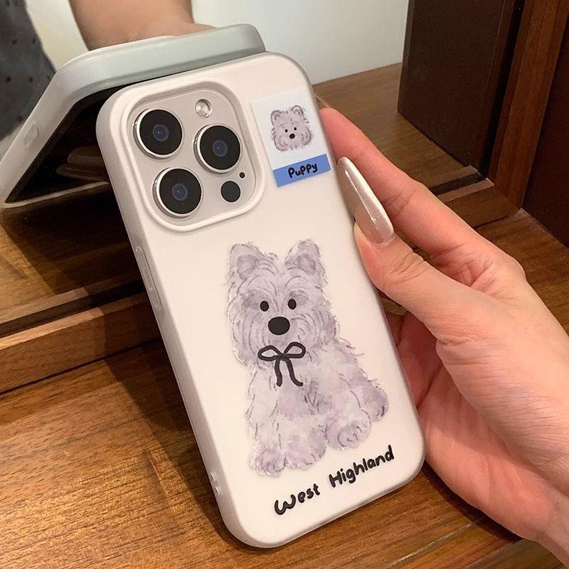 Иллюстрация Вест-Хайленд Подходит для чехла телефона Apple 16/17promax iPhone15 Skin Sense Air Scrub 14 Jelly