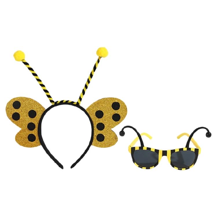 2Pieces Bumble Bees Costume Kit for Kids Adult Honeybee Costume Honeybee Headband for Halloween Cosplay Party Props