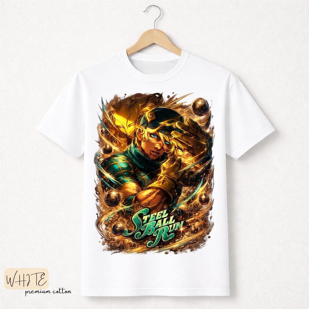 Аниме JoJo's Bizarre Adventure Steel Ball Run Джонни Джостар Футболки Мужские Женские Хлопок Короткий Рукав Оверсайз Y2K Топ