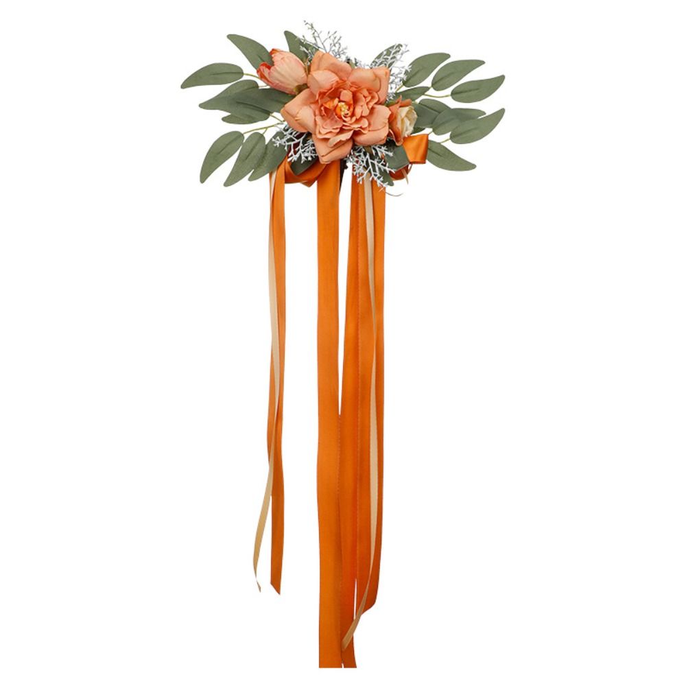 Nordic Style Wedding Pew Flowers Eucalyptus Leaves Artificial Flowers Chair Back Flower  Outdoor